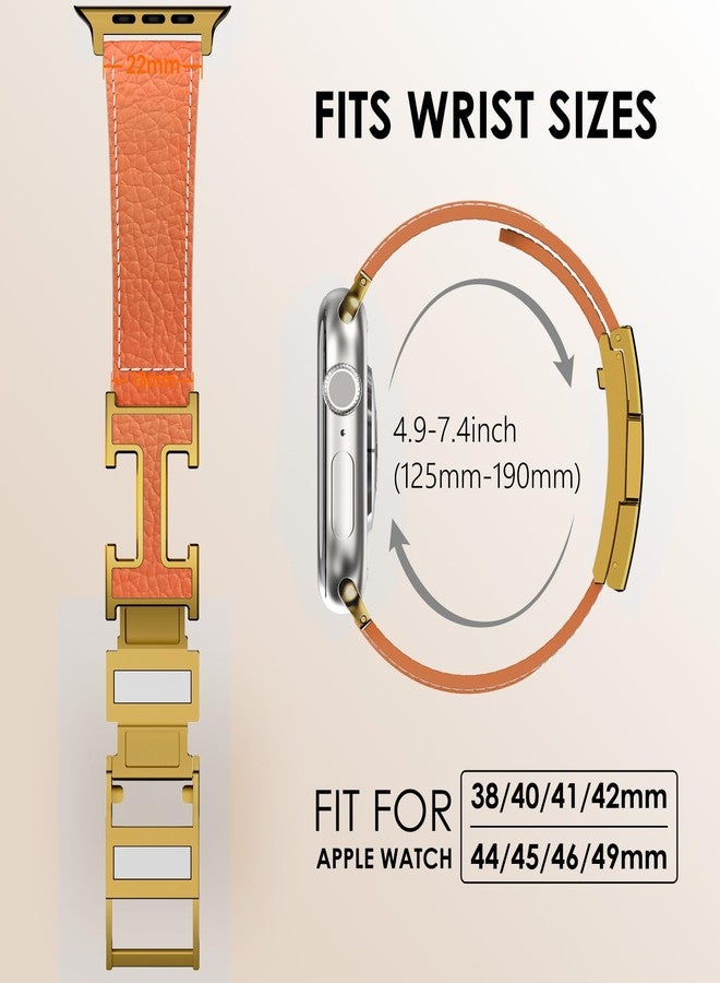CHANCHY Leather Magnetic Watch Band Compatible with Apple Watch Bands 40mm 38mm 41mm 42mm 44mm 45mm 46mm, Top Grain Leather Dressy Band for Women Men iWatch Ultra SE3 Series 11/10/9/8/7/6/5/4/3/2/1 - Image 5
